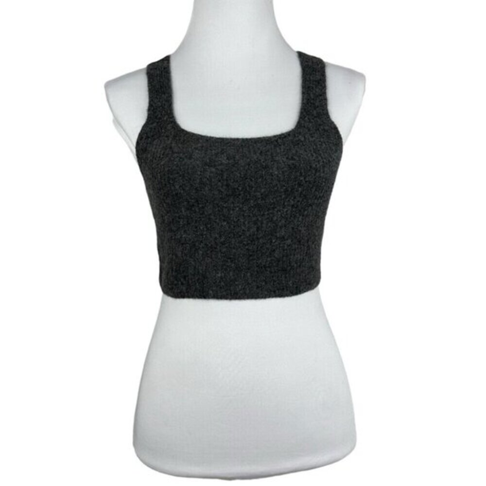 Everlane Womens Yak Wool‎ Blend Cropped Tank Top Dark Grey Square Neck Small NEW
